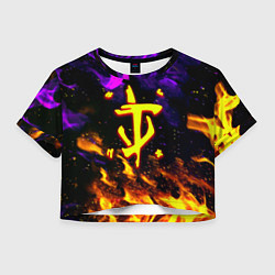 Футболка 3D укороченная женская Doom огненный стиль, цвет: 3D-принт