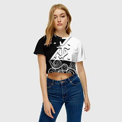 Футболка 3D укороченная женская Doom стильная геометрия, цвет: 3D-принт — фото 2