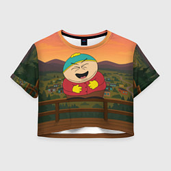 Футболка 3D укороченная женская Эрик Картман смеется держа живот, цвет: 3D-принт