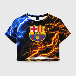 Футболка 3D укороченная женская Барселона неоновый шторм, цвет: 3D-принт