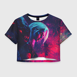 Футболка 3D укороченная женская Цири с чудовищем, цвет: 3D-принт