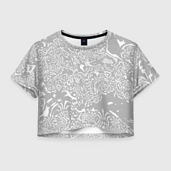 Футболка 3D укороченная женская Светло-серый лёгкая абстракция, цвет: 3D-принт