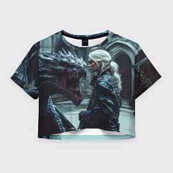 Футболка 3D укороченная женская Цири с монстром, цвет: 3D-принт
