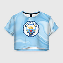 Футболка 3D укороченная женская Фк Манчестер Сити, цвет: 3D-принт