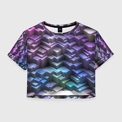 Футболка 3D укороченная женская Неоновый рельеф, цвет: 3D-принт