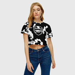 Футболка 3D укороченная женская Арсенал камуфляжные краски, цвет: 3D-принт — фото 2