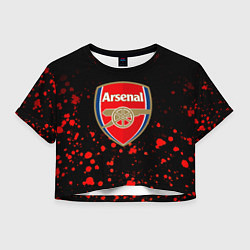 Футболка 3D укороченная женская Арсенал красные краски всплеск, цвет: 3D-принт