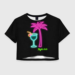 Футболка 3D укороченная женская Night club, цвет: 3D-принт