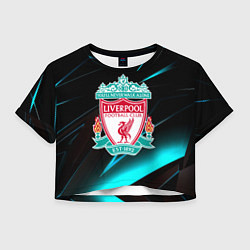 Футболка 3D укороченная женская Liverpool neon stripes, цвет: 3D-принт