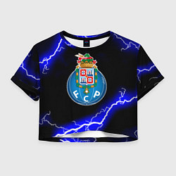 Футболка 3D укороченная женская Porto молнии шторм, цвет: 3D-принт