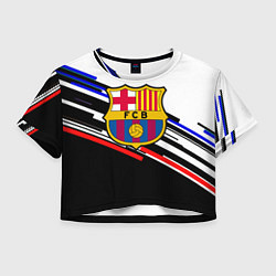 Футболка 3D укороченная женская Barcelona полосы текстура спорт, цвет: 3D-принт