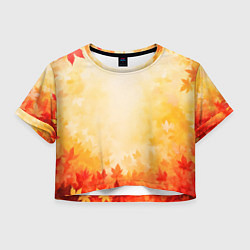 Футболка 3D укороченная женская Жёлто-красный осенний, цвет: 3D-принт