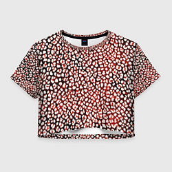 Футболка 3D укороченная женская Тёмный красный с белыми пятнышками, цвет: 3D-принт