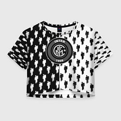 Футболка 3D укороченная женская Inter паттерн люди спорт, цвет: 3D-принт