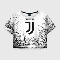 Футболка 3D укороченная женская Ювентус черные деревья, цвет: 3D-принт
