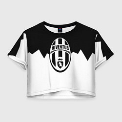 Футболка 3D укороченная женская Ювентус черно белая геометрия, цвет: 3D-принт