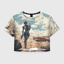 Футболка 3D укороченная женская Fallout девушка в пустоши, цвет: 3D-принт