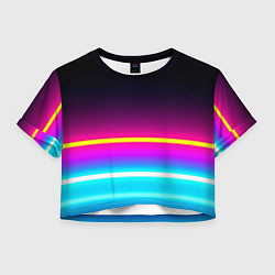 Футболка 3D укороченная женская Beach shorts, цвет: 3D-принт