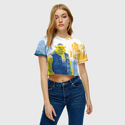 Футболка 3D укороченная женская Шрек в стиле рисунка, цвет: 3D-принт — фото 2