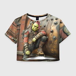 Футболка 3D укороченная женская Шрек в панковских шмотках, цвет: 3D-принт