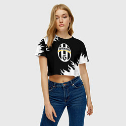 Футболка 3D укороченная женская Juventus белый огонь текстура, цвет: 3D-принт — фото 2