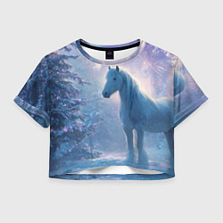 Женский топ Белая лошадь на фоне салюта