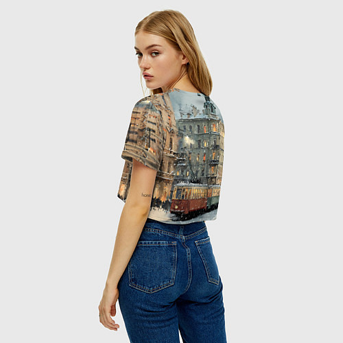 Женский топ Трамваи в зимнем Санкт-Петербурге / 3D-принт – фото 4