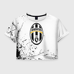 Футболка 3D укороченная женская Ювентус черные краски всплеск, цвет: 3D-принт