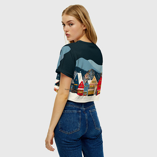 Женский топ Новогодний городок в горах / 3D-принт – фото 4