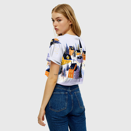 Женский топ Новогодние домики на горе / 3D-принт – фото 4