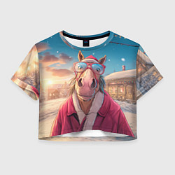 Женский топ Удивленная лошадь в очках