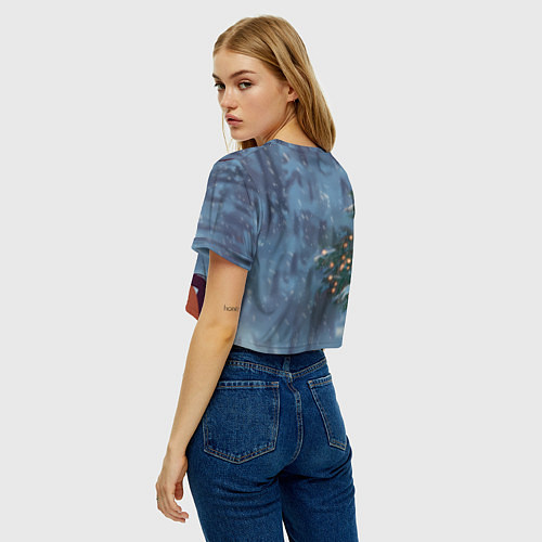 Женский топ Лошадь на фоне новогодней елки / 3D-принт – фото 4