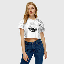 Футболка 3D укороченная женская Реал Мадрид черно белые краски, цвет: 3D-принт — фото 2