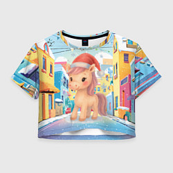 Женский топ Лошадка с новогоднем венком