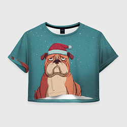 Женский топ Новогодний недовольный бульдог