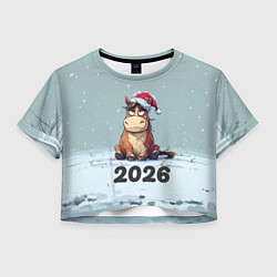 Футболка 3D укороченная женская Уставшая лошадка 2026, цвет: 3D-принт