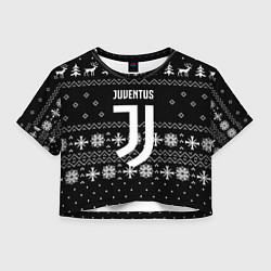 Футболка 3D укороченная женская Ювентус новый год текстура, цвет: 3D-принт