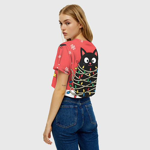 Женский топ Котик в гирлянде / 3D-принт – фото 4