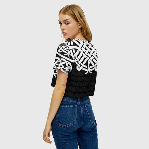 Женский топ Символика валькнут в орнаменте / 3D-принт – фото 4