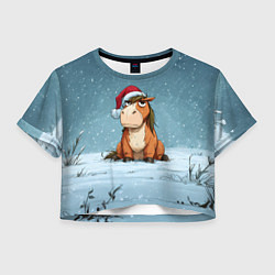 Женский топ Недовольная новогодняя лошадка