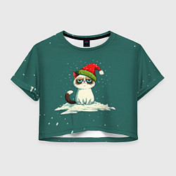 Женский топ Милый мем Новогодний котенок