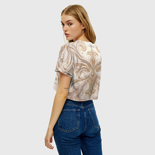 Женский топ Перламутровый орнамент с перьями / 3D-принт – фото 4