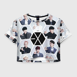 Футболка 3D укороченная женская EXO Boys, цвет: 3D-принт