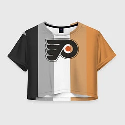 Футболка 3D укороченная женская Philadelphia Flyers, цвет: 3D-принт