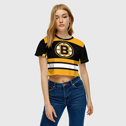 Футболка 3D укороченная женская Boston Bruins, цвет: 3D-принт — фото 2