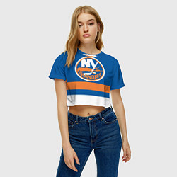 Футболка 3D укороченная женская New York Islanders, цвет: 3D-принт — фото 2