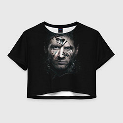 Футболка 3D укороченная женская Messi Black, цвет: 3D-принт