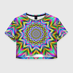 Футболка 3D укороченная женская Красочная иллюзия, цвет: 3D-принт