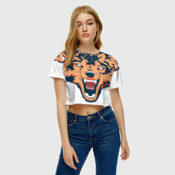 Футболка 3D укороченная женская Red wolf, цвет: 3D-принт — фото 2