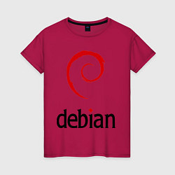 Футболка хлопковая женская Debian, цвет: маджента